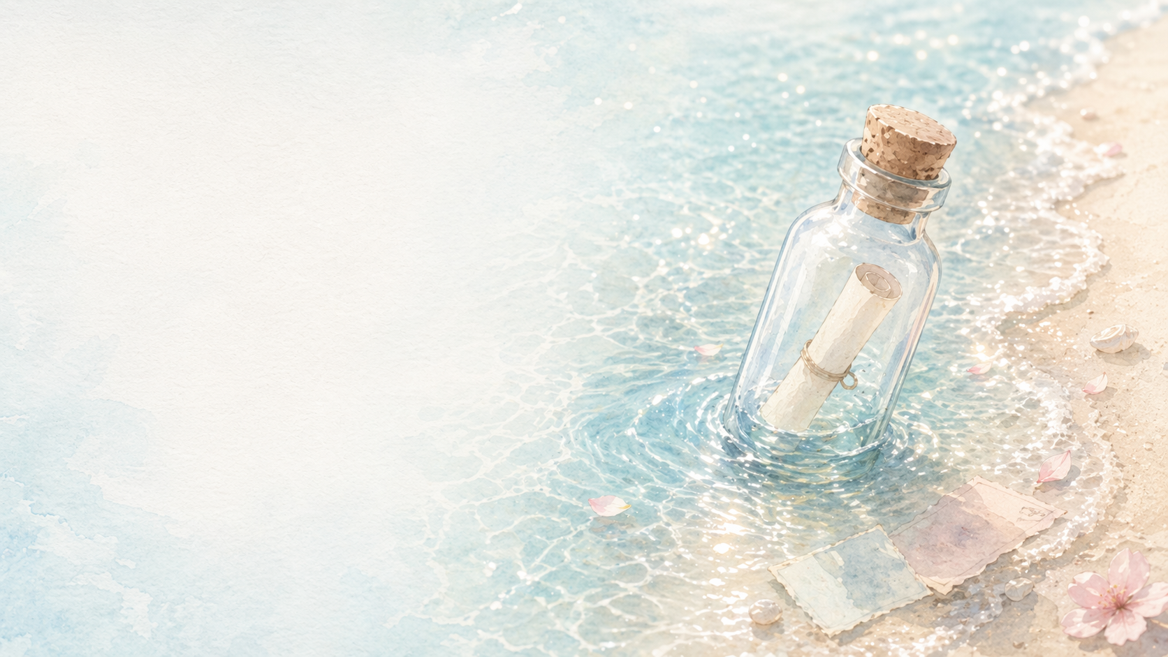 海辺に浮かぶ BottleMatch のボトル